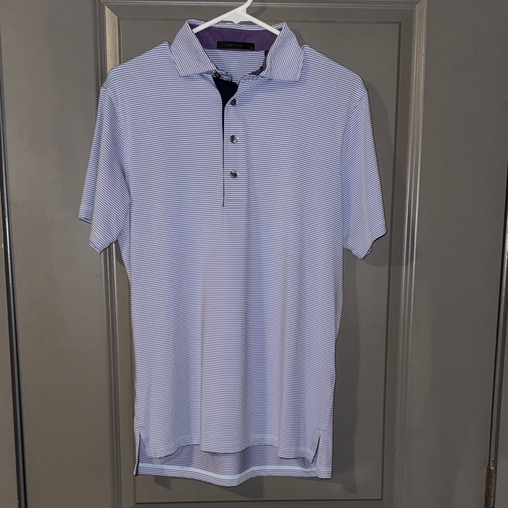 Men's Striped Polo Shirt - Light Blue
